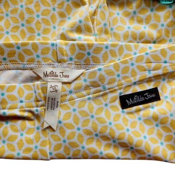 Matilda Jane Girls Yellow Green Square Sunshine Double Ruffle Shorties Size 10 - Picture 3 of 9